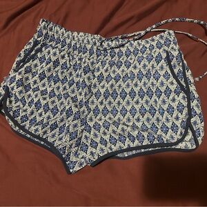 Patterned Blue and White Women's Shorts
